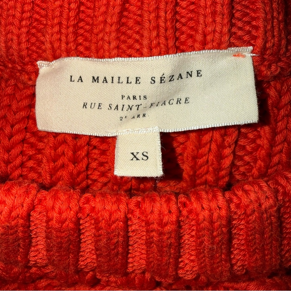 Sezane Red Cable Knit Sweater - Picture 2 of 10
